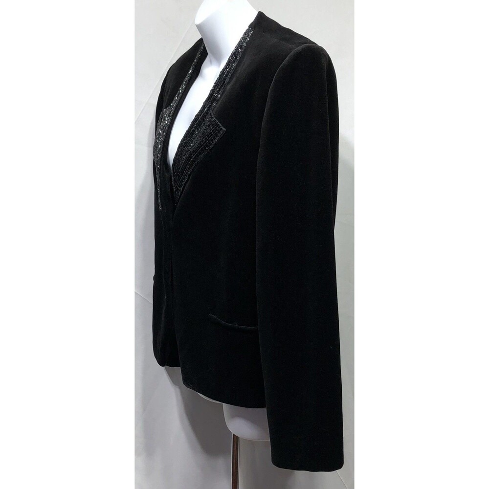Vintage 90s Act lll Velvet Jacket Blazer 18 Beaded Lapel ILGWN Glam Formal - Picture 2 of 8